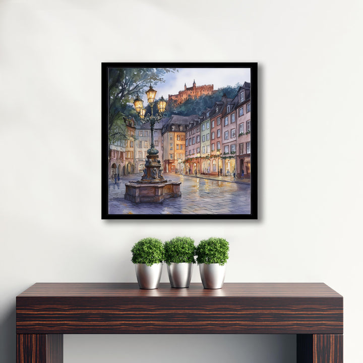 Heidelberg Watercolour Painting Poster Germany Wall Art Historic City Landscape Print Gift for Europe Lovers and Fans of Scenic German