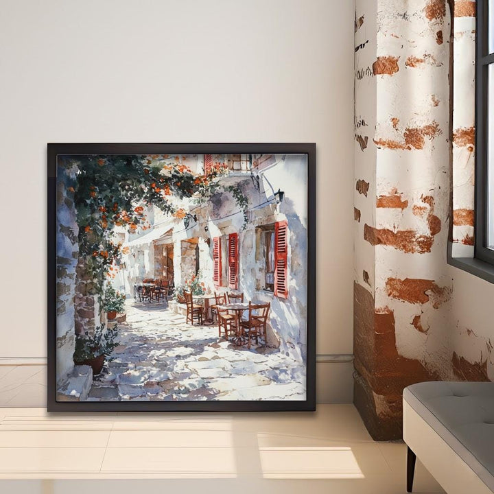 Naxos Greece Watercolour Landscape Painting Poster Wall Art Coastal Island Scene Print Gift for Europe Lovers and Fans of Scenic Greek