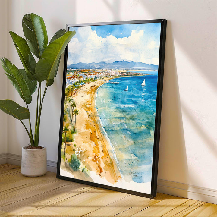 La Manga Spain Watercolour Print Mar Menor Coastal Art Spanish Beach Poster Mediterranean Sea Landscape Murcia Region Travel Wall Decor