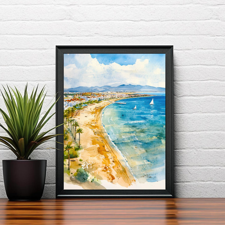 La Manga Spain Watercolour Print Mar Menor Coastal Art Spanish Beach Poster Mediterranean Sea Landscape Murcia Region Travel Wall Decor