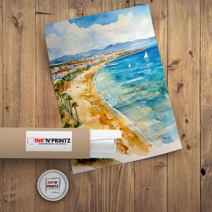 La Manga Spain Watercolour Print Mar Menor Coastal Art Spanish Beach Poster Mediterranean Sea Landscape Murcia Region Travel Wall Decor