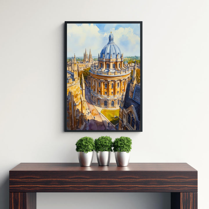 Oxford Watercolour Painting Poster Radcliffe Camera Bodleian Library University City Architecture England Travel Print City of Dreaming
