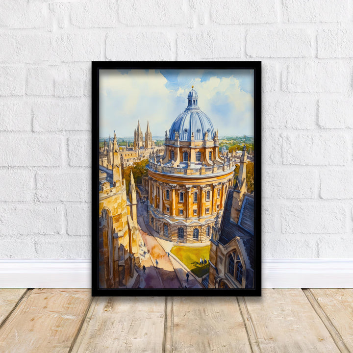 Oxford Watercolour Painting Poster Radcliffe Camera Bodleian Library University City Architecture England Travel Print City of Dreaming