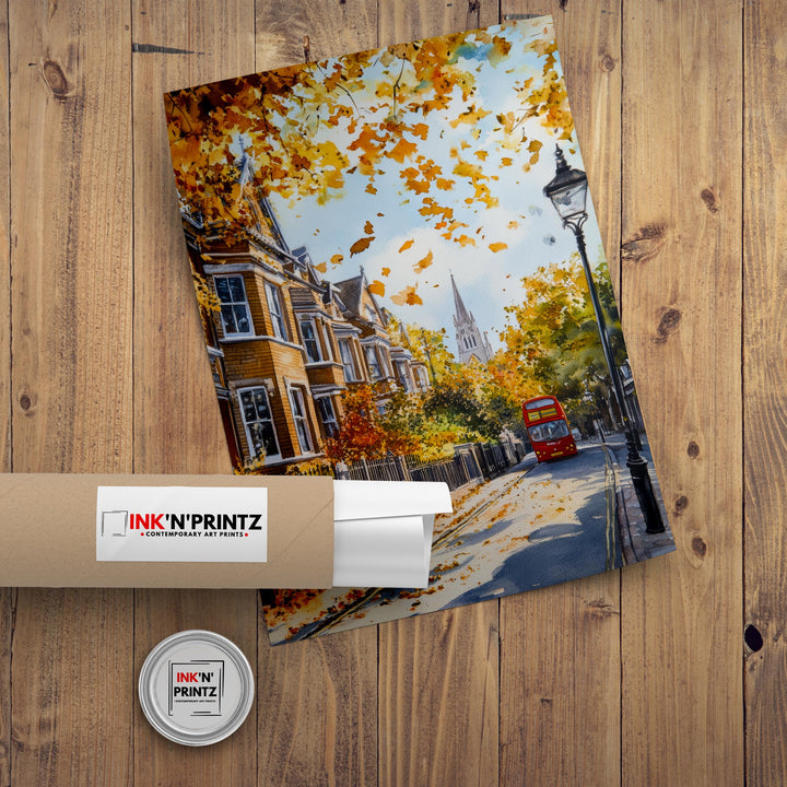 West Ealing Watercolour Print London W13 Art Suburban Street Scene Victorian Houses Home Decor Ealing Gift Commuter Town Poster