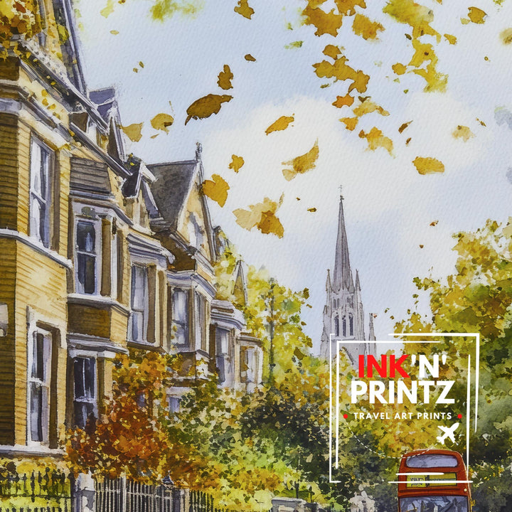 West Ealing Watercolour Print London W13 Art Suburban Street Scene Victorian Houses Home Decor Ealing Gift Commuter Town Poster