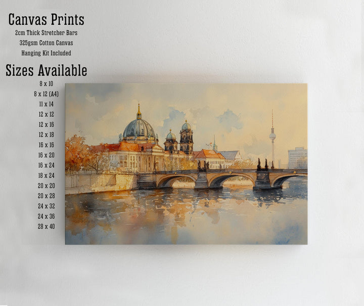 Berlin Germany Watercolor Painting Berlin Skyline Art Berlin Print Scenic Cityscape Decor