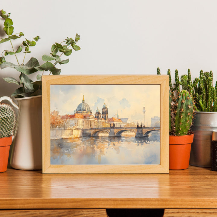 Berlin Germany Watercolor Painting Berlin Skyline Art Berlin Print Scenic Cityscape Decor