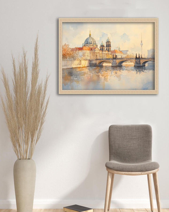 Berlin Germany Watercolor Painting Berlin Skyline Art Berlin Print Scenic Cityscape Decor