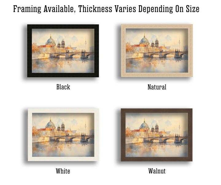 Berlin Germany Watercolor Painting Berlin Skyline Art Berlin Print Scenic Cityscape Decor