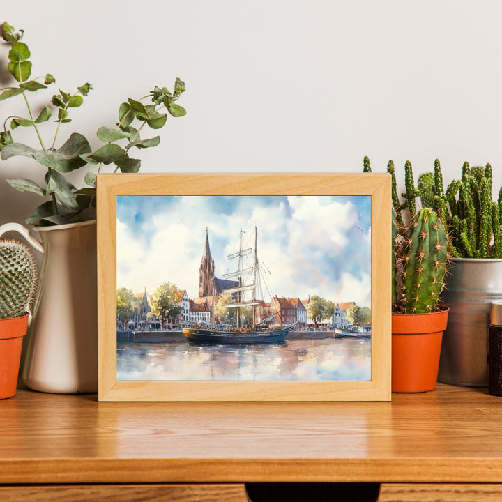 Bremen Travel Poster Print Germany Wall Art Historic City Landscape Gift for Europe Lovers and Fans of Scenic German Architecture