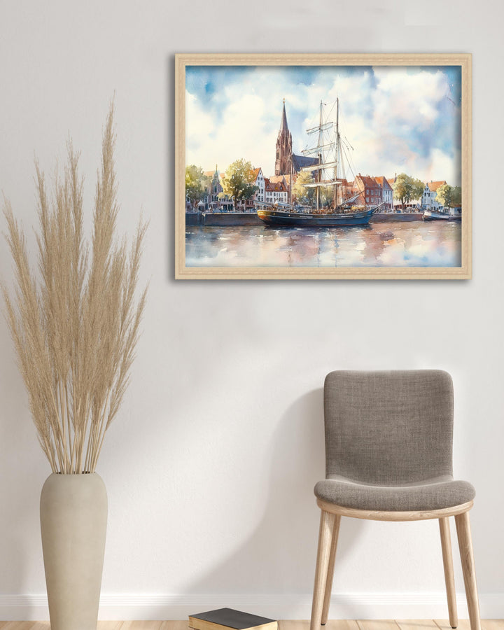 Bremen Travel Poster Print Germany Wall Art Historic City Landscape Gift for Europe Lovers and Fans of Scenic German Architecture