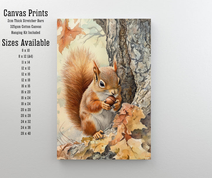 Red Squirrel Watercolour Poster Cottagecore Decor Nature Art Vintage Wildlife Illustration Rustic Woodland Wall Art Poster Print