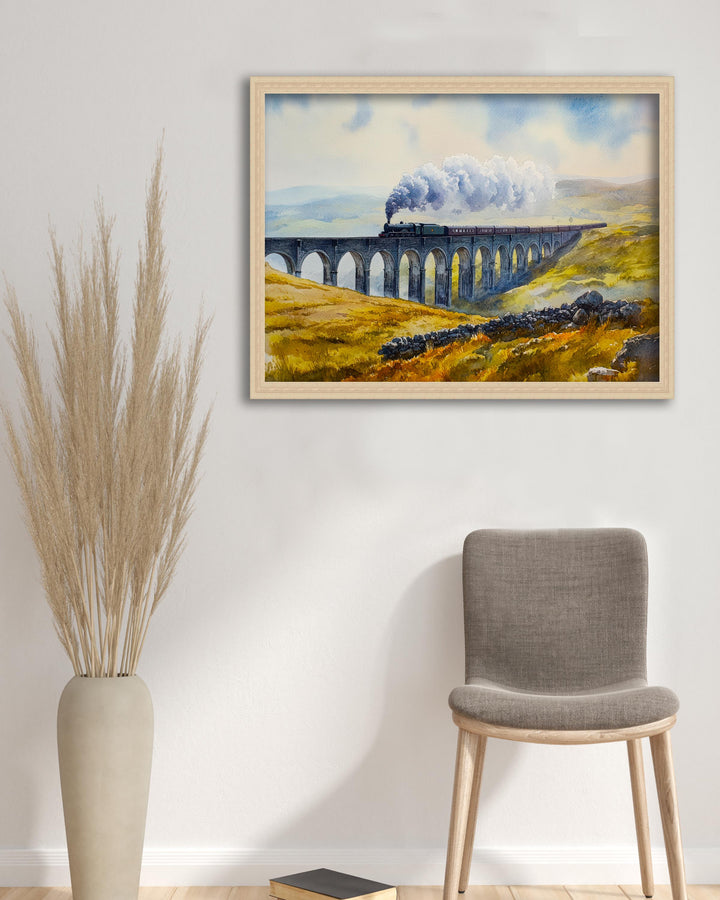 Ribblehead Viaduct Travel Poster Print Yorkshire Dales England Wall Art Countryside Landscape Gift for UK Lovers and Fans of Scenic British