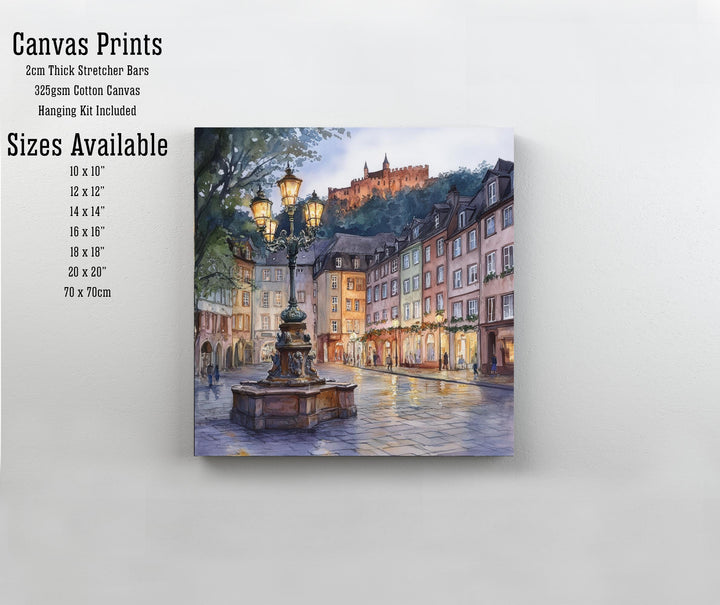 Heidelberg Watercolour Painting Poster Germany Wall Art Historic City Landscape Print Gift for Europe Lovers and Fans of Scenic German