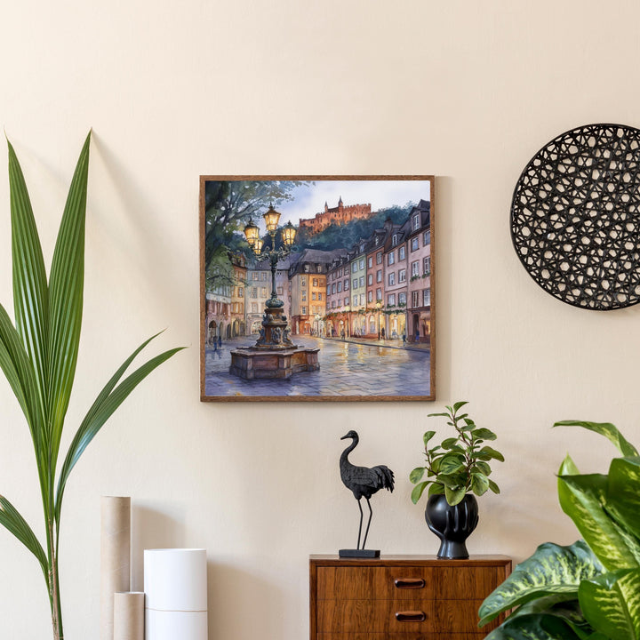 Heidelberg Watercolour Painting Poster Germany Wall Art Historic City Landscape Print Gift for Europe Lovers and Fans of Scenic German