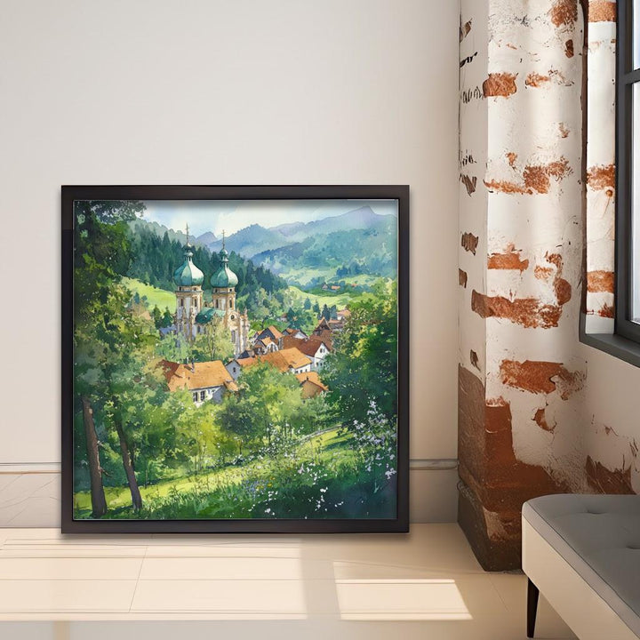 St Blasien Germany Travel Poster Print Black Forest Wall Art Mountain Village Landscape Gift for Europe Lovers and Fans of Scenic German