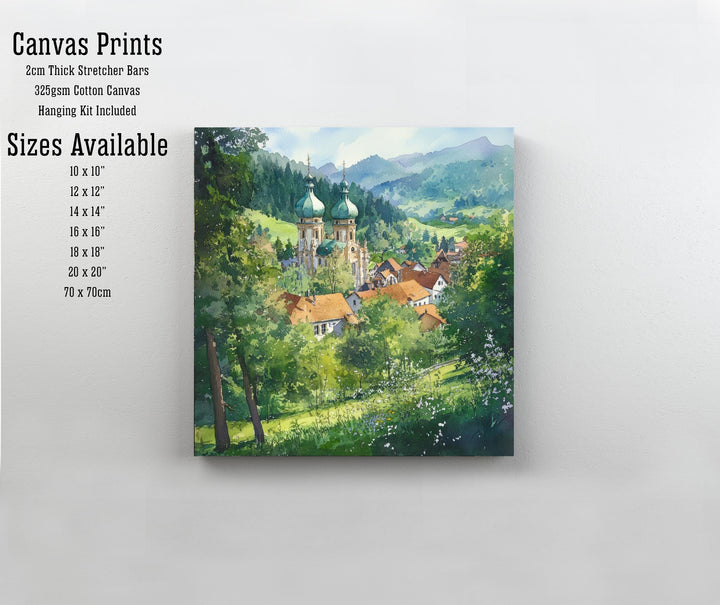 St Blasien Germany Travel Poster Print Black Forest Wall Art Mountain Village Landscape Gift for Europe Lovers and Fans of Scenic German