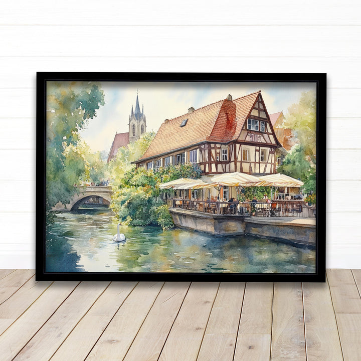 Stuttgart Travel Poster Print Germany Wall Art City Skyline Landscape Gift for Europe Lovers and Fans of Scenic German Architecture