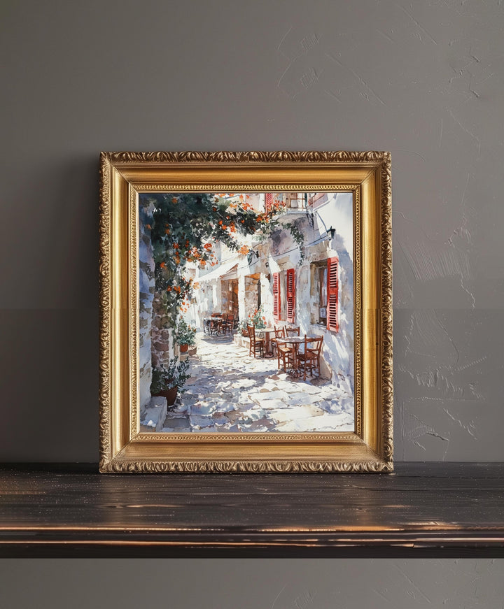 Naxos Greece Watercolour Landscape Painting Poster Wall Art Coastal Island Scene Print Gift for Europe Lovers and Fans of Scenic Greek