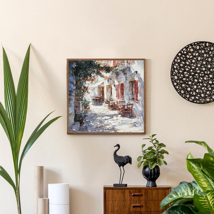 Naxos Greece Watercolour Landscape Painting Poster Wall Art Coastal Island Scene Print Gift for Europe Lovers and Fans of Scenic Greek