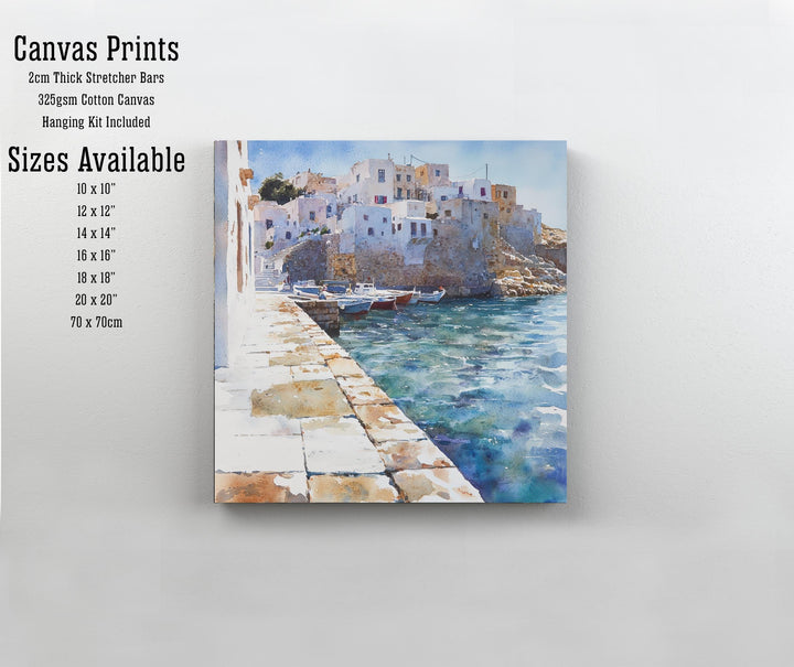 Naxos Greece Watercolour Landscape Painting Poster Wall Art Coastal Island Scene Print Gift for Europe Lovers and Fans of Scenic Greek