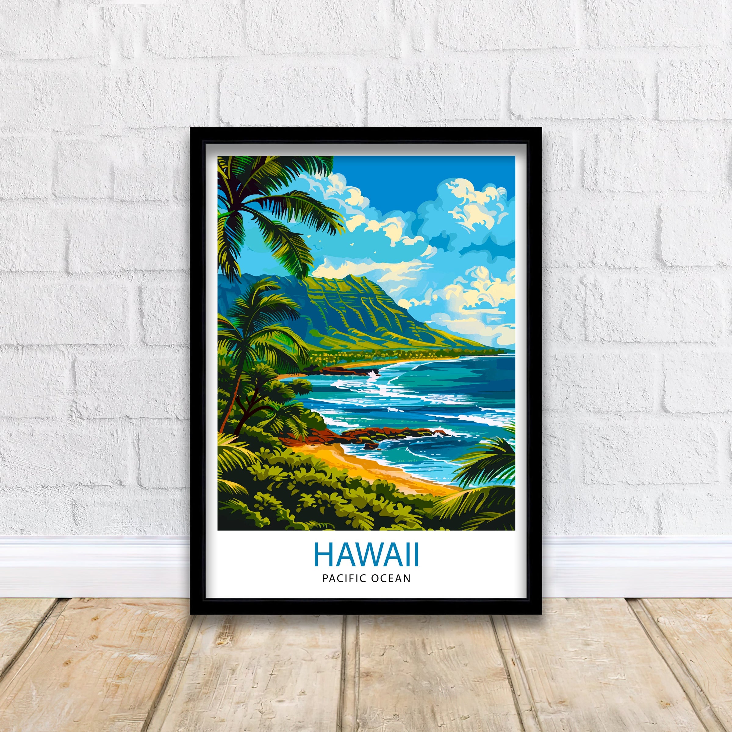 Hawaii Travel Posters – Scenic Wall Art of the Islands’ Tropical Beaches and Volcanic Landscapes