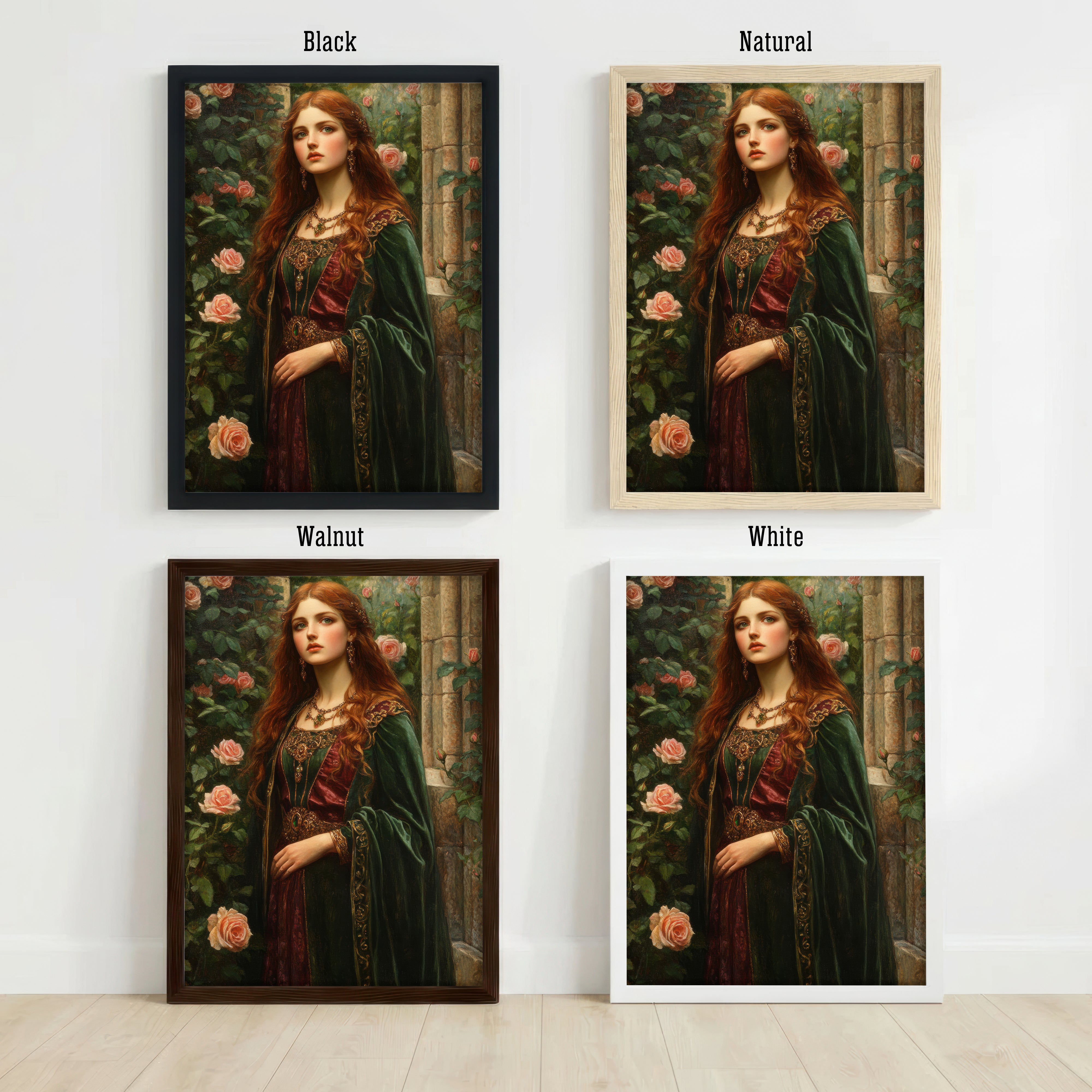 Pre-Raphaelite Woman Rose Garden Art Print