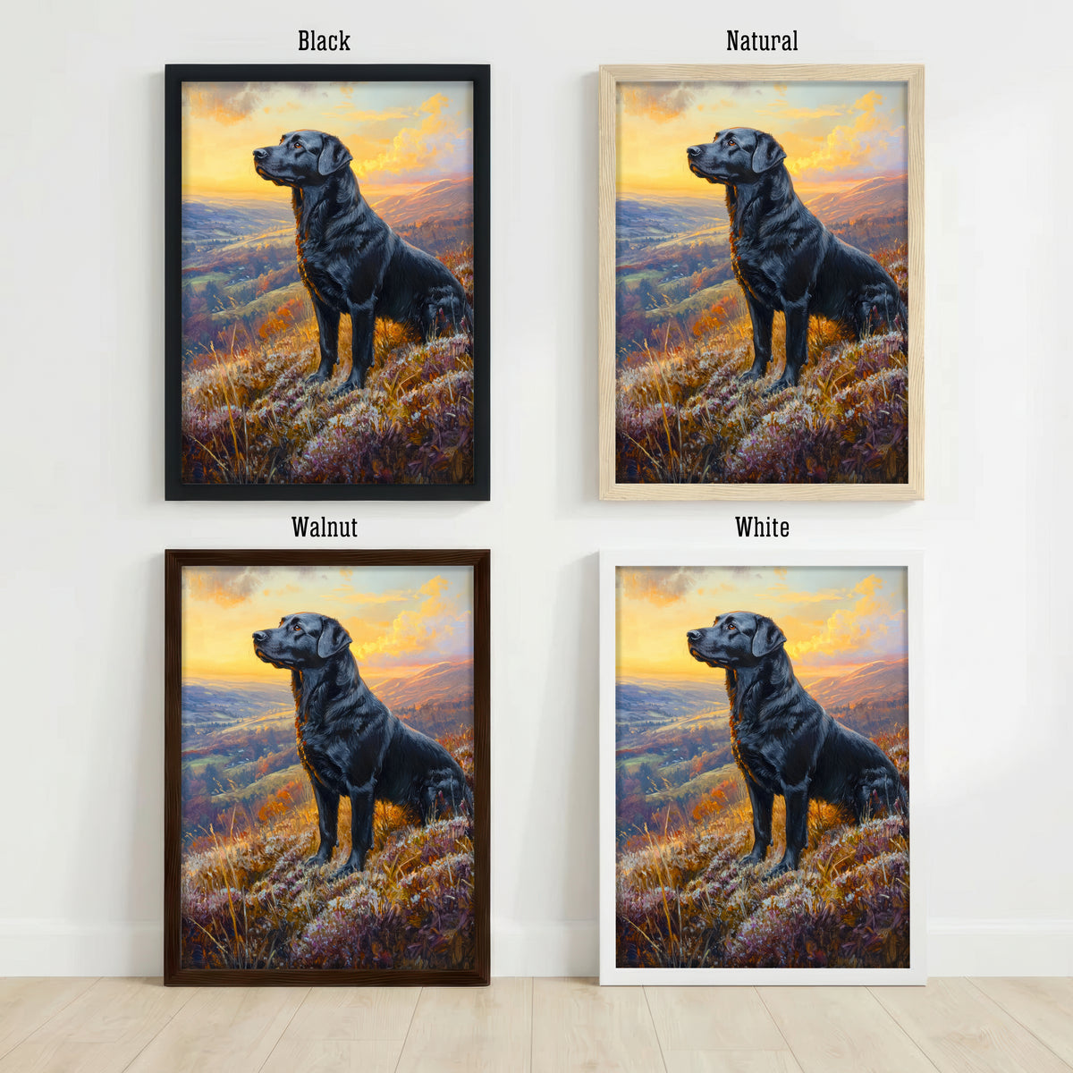 Black Labrador Mountain Art Print
