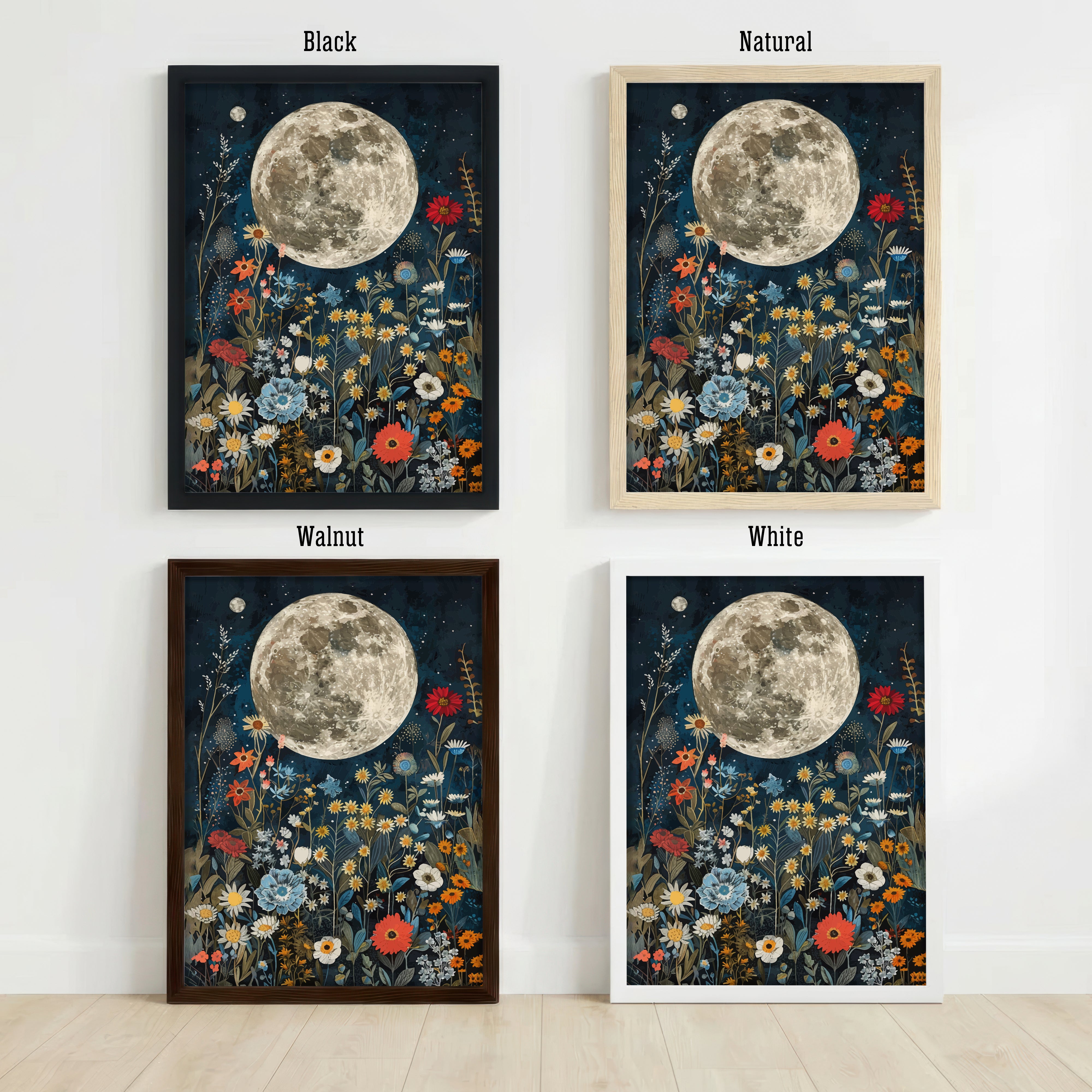 Moonlit Wildflower Garden Art Print