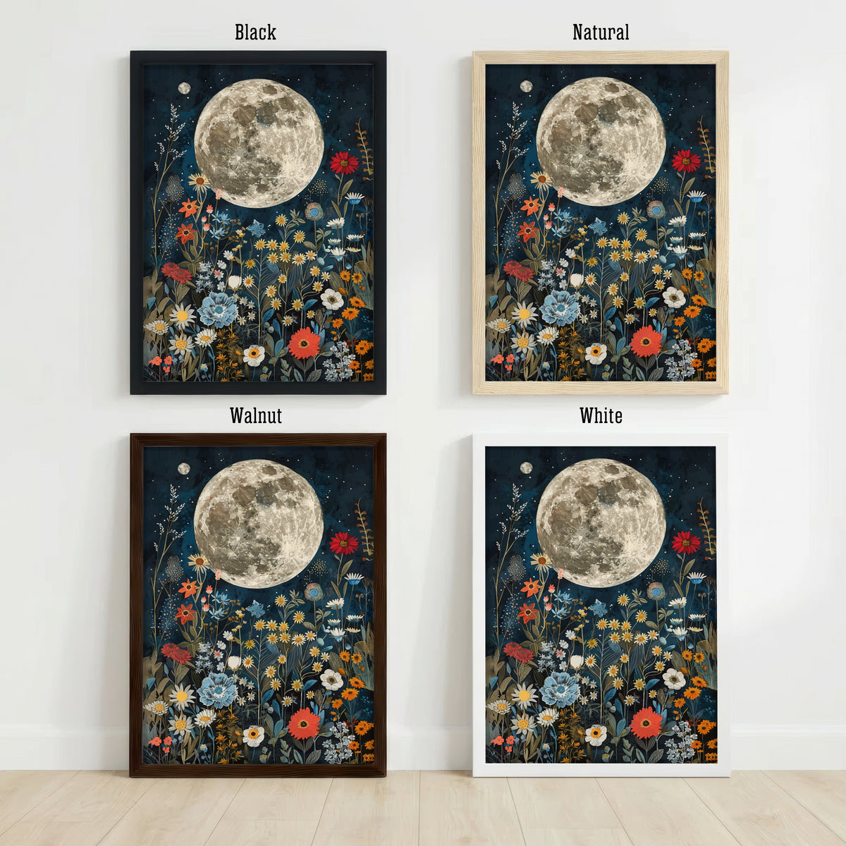 Moonlit Wildflower Garden Art Print