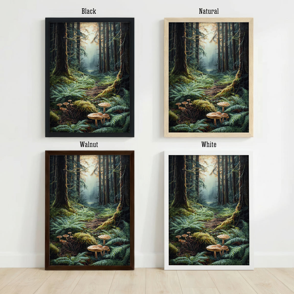 Mushroom Forest Landscape Art Print