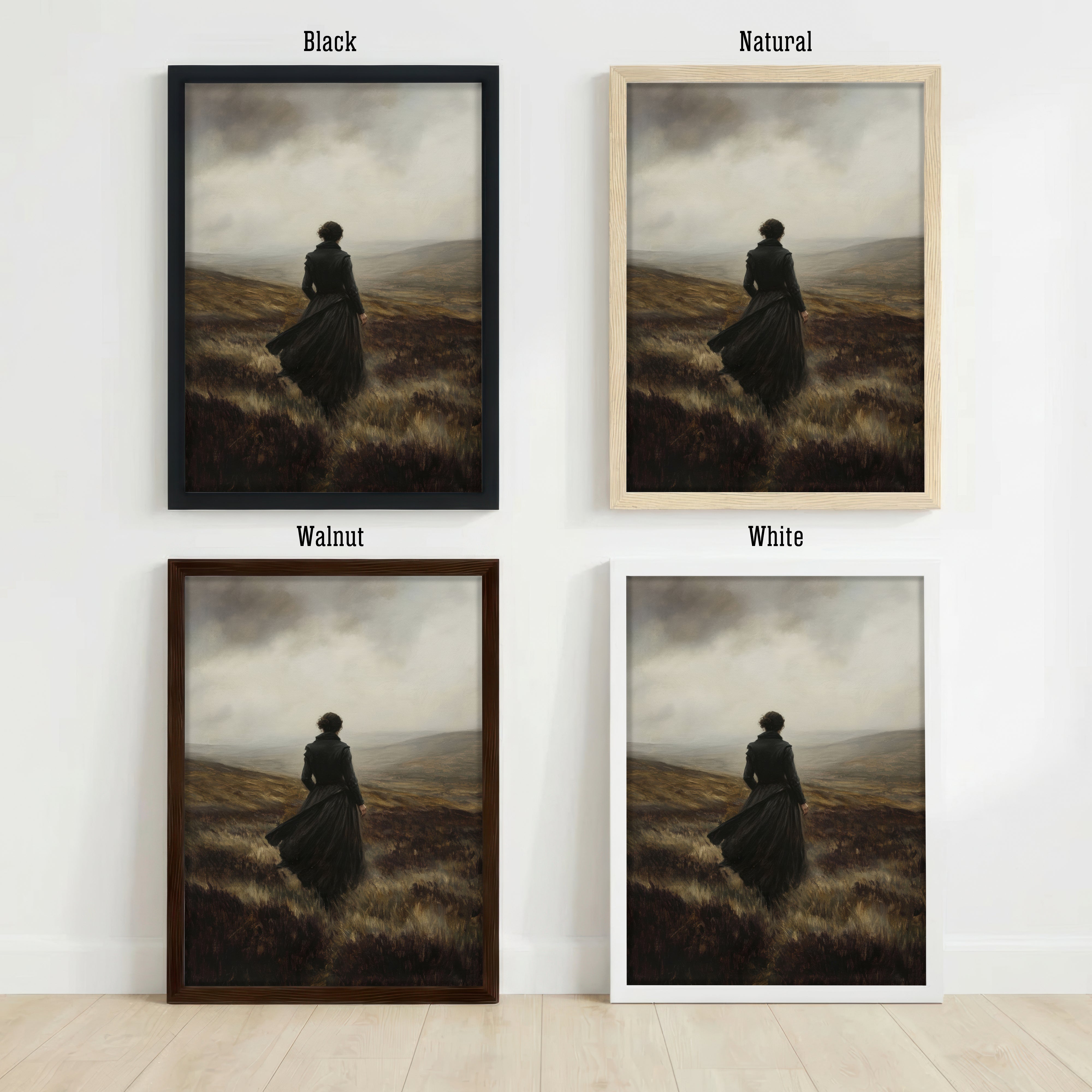 Woman in Black Dress Romantic Art Print