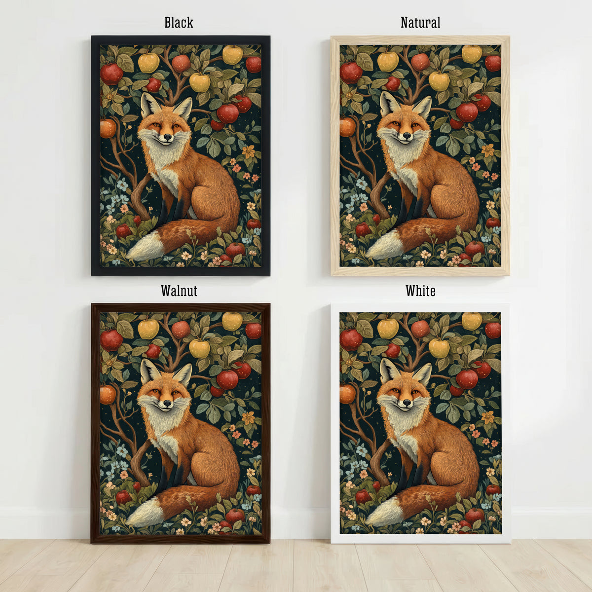Woodland Fox Apple Tree Art Print