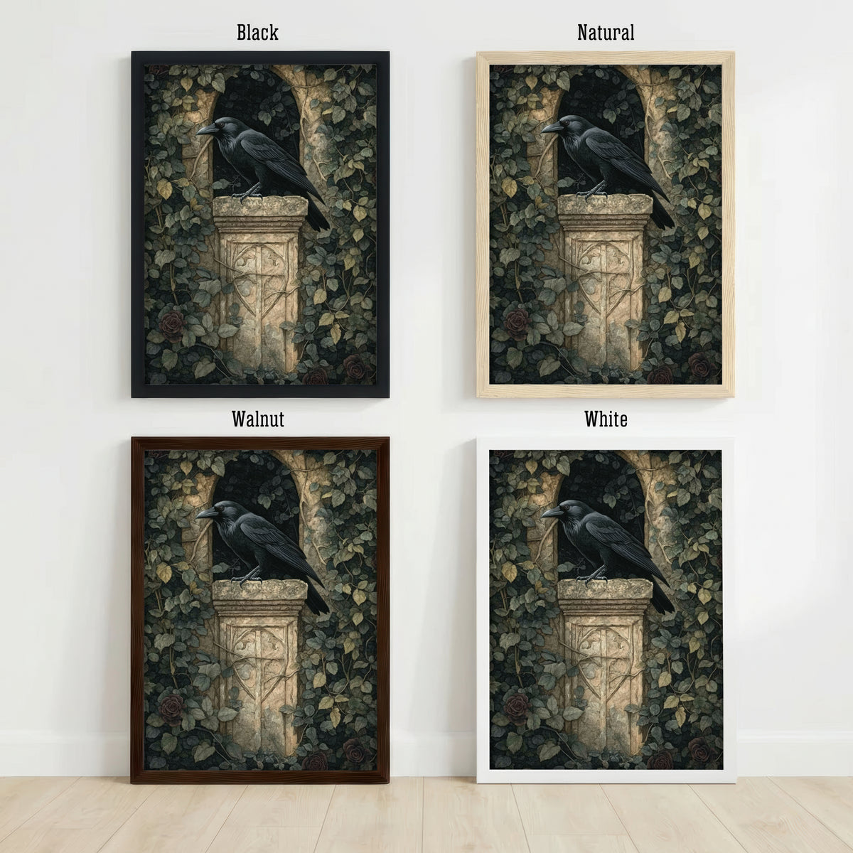 Raven Ivy Gothic Art Print