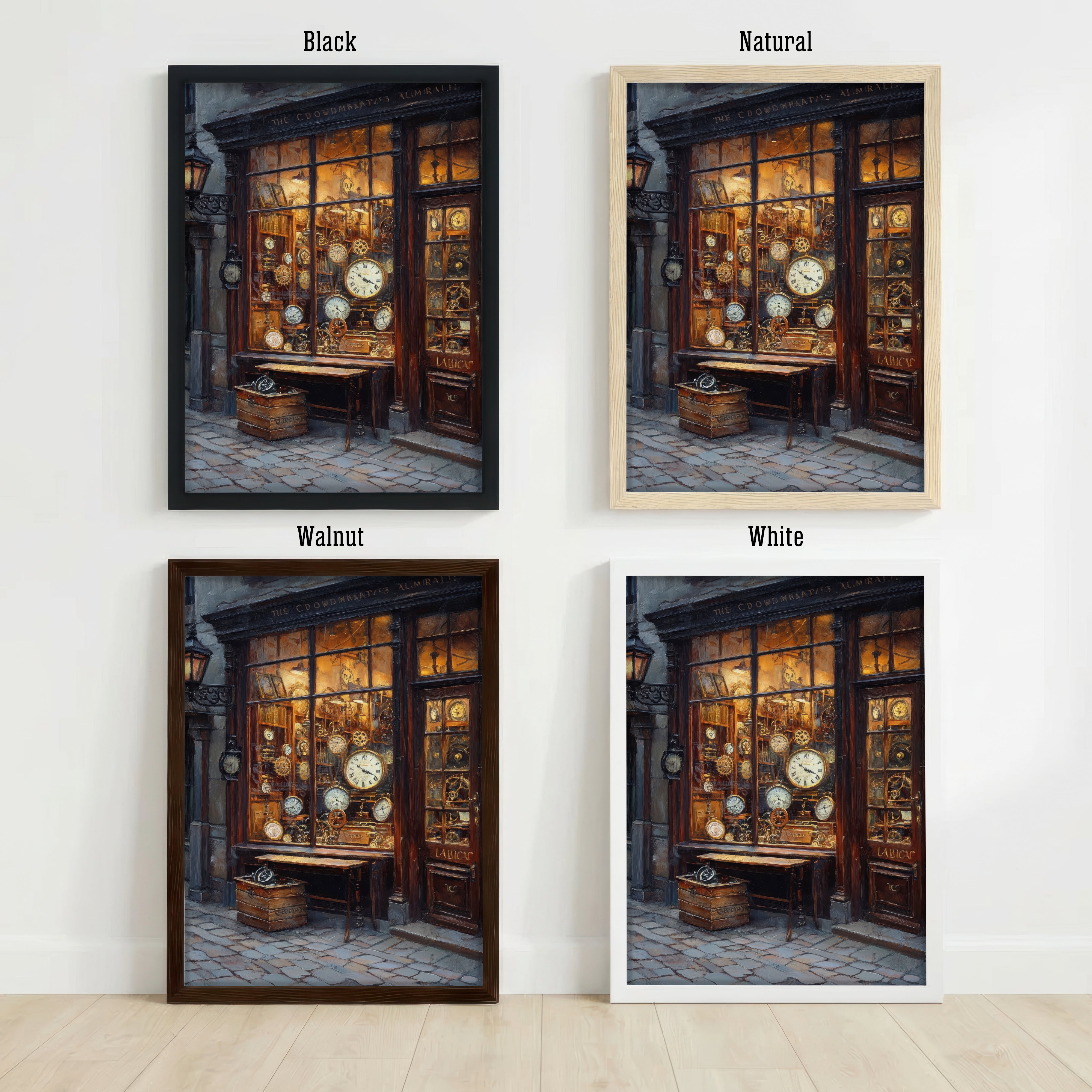 Vintage Clockmaker Shop Art Print