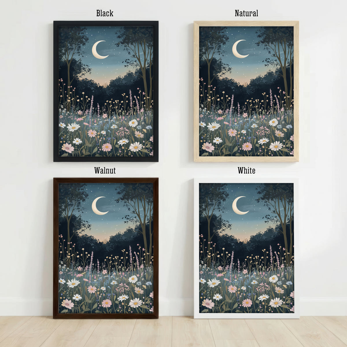 Moonlit Wildflower Meadow Art Print