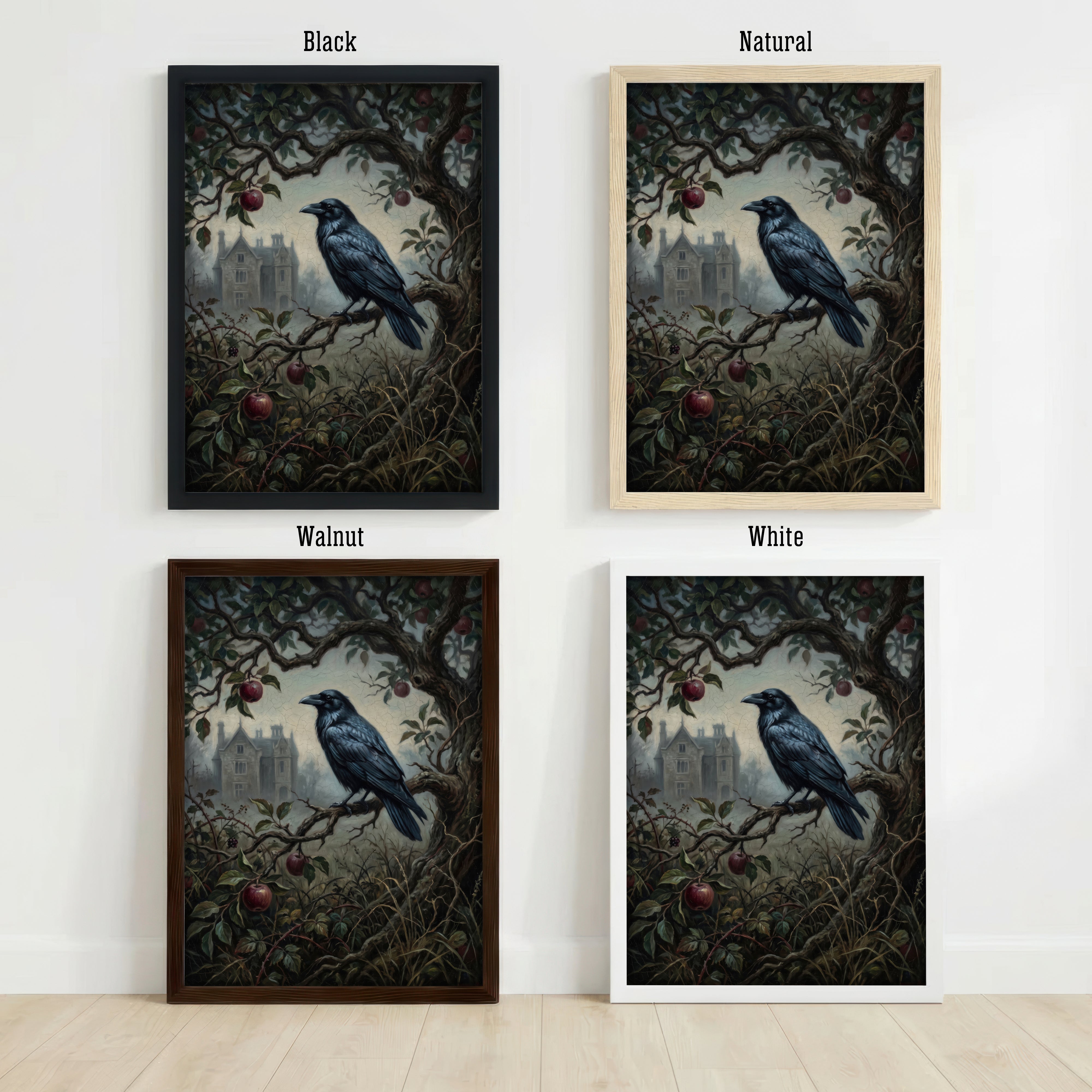 Raven in Apple Tree Art Print