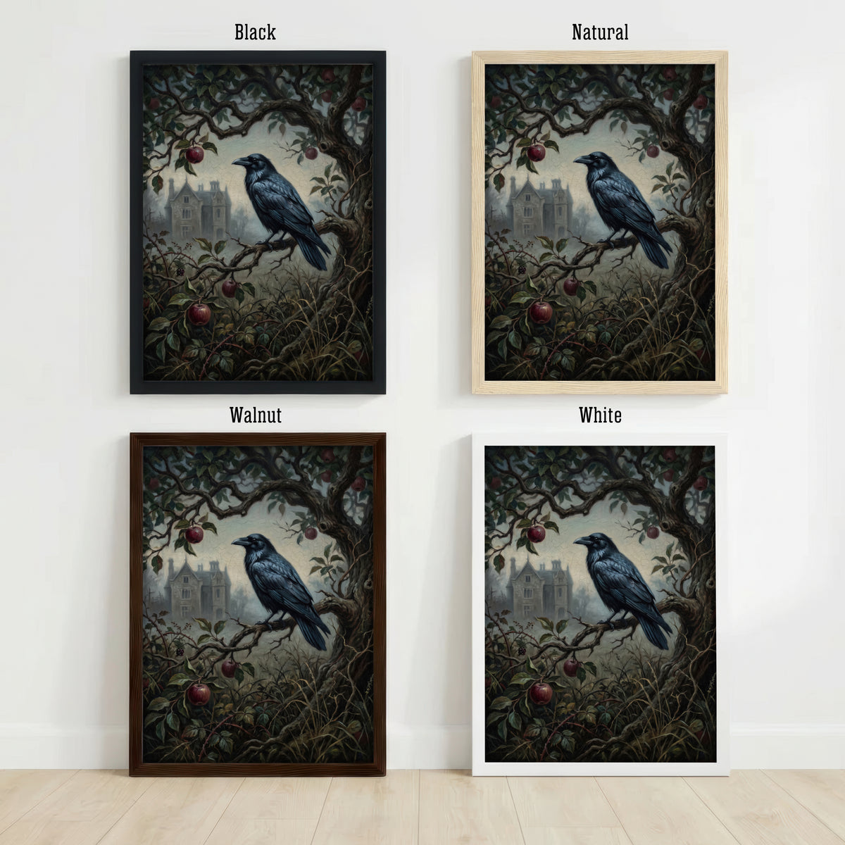 Raven in Apple Tree Art Print