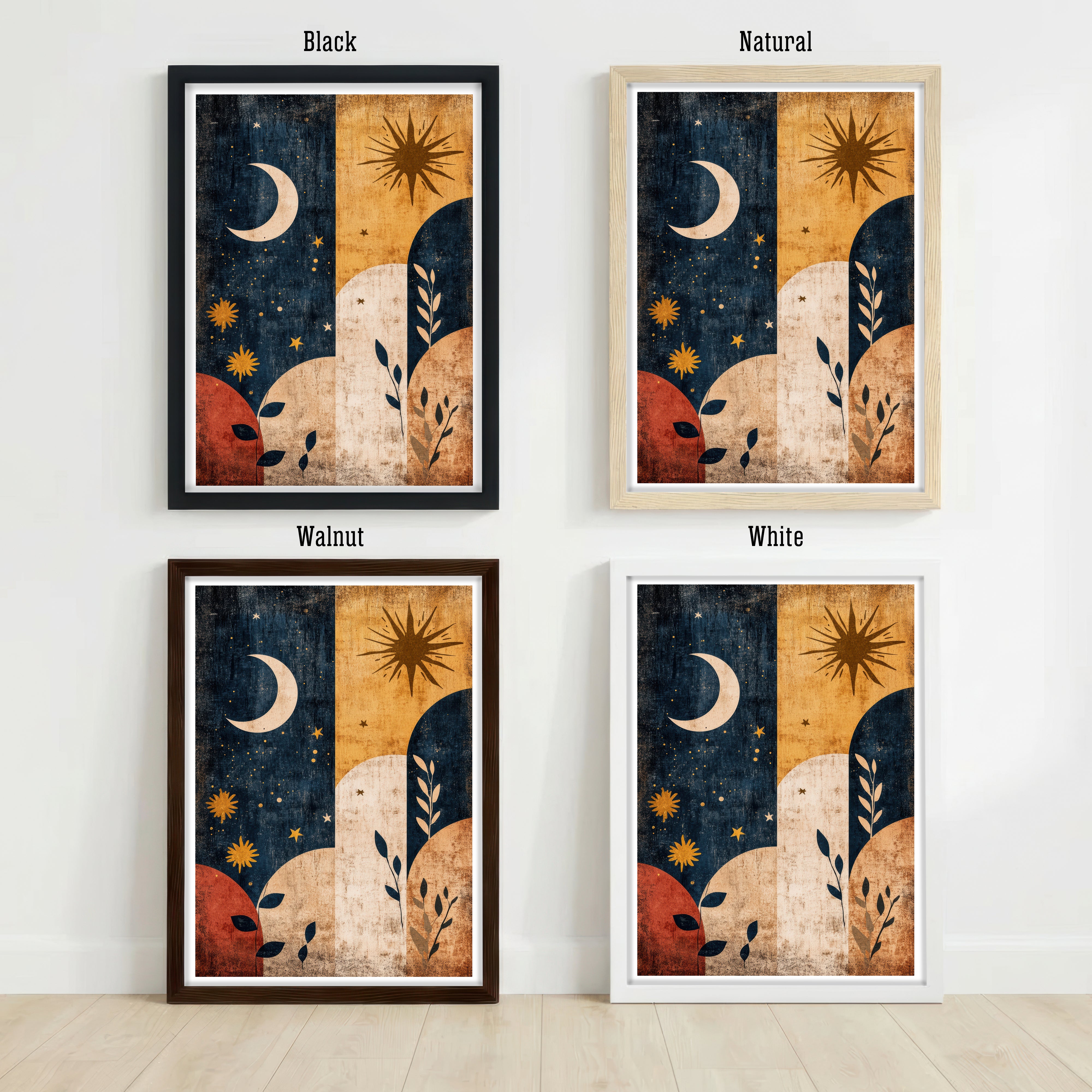 Celestial Moon and Sun Art Print