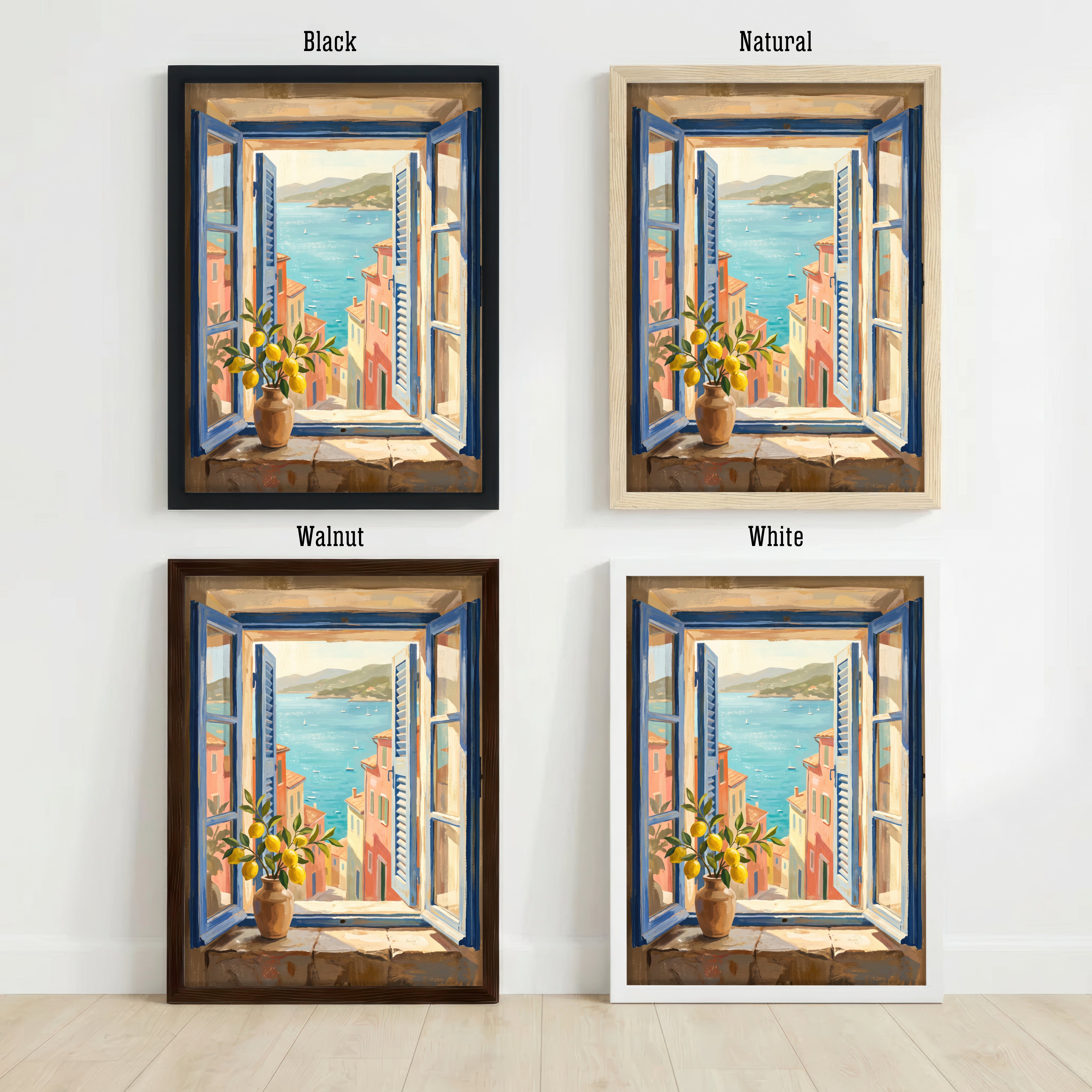 Mediterranean Window Sea View Art Print