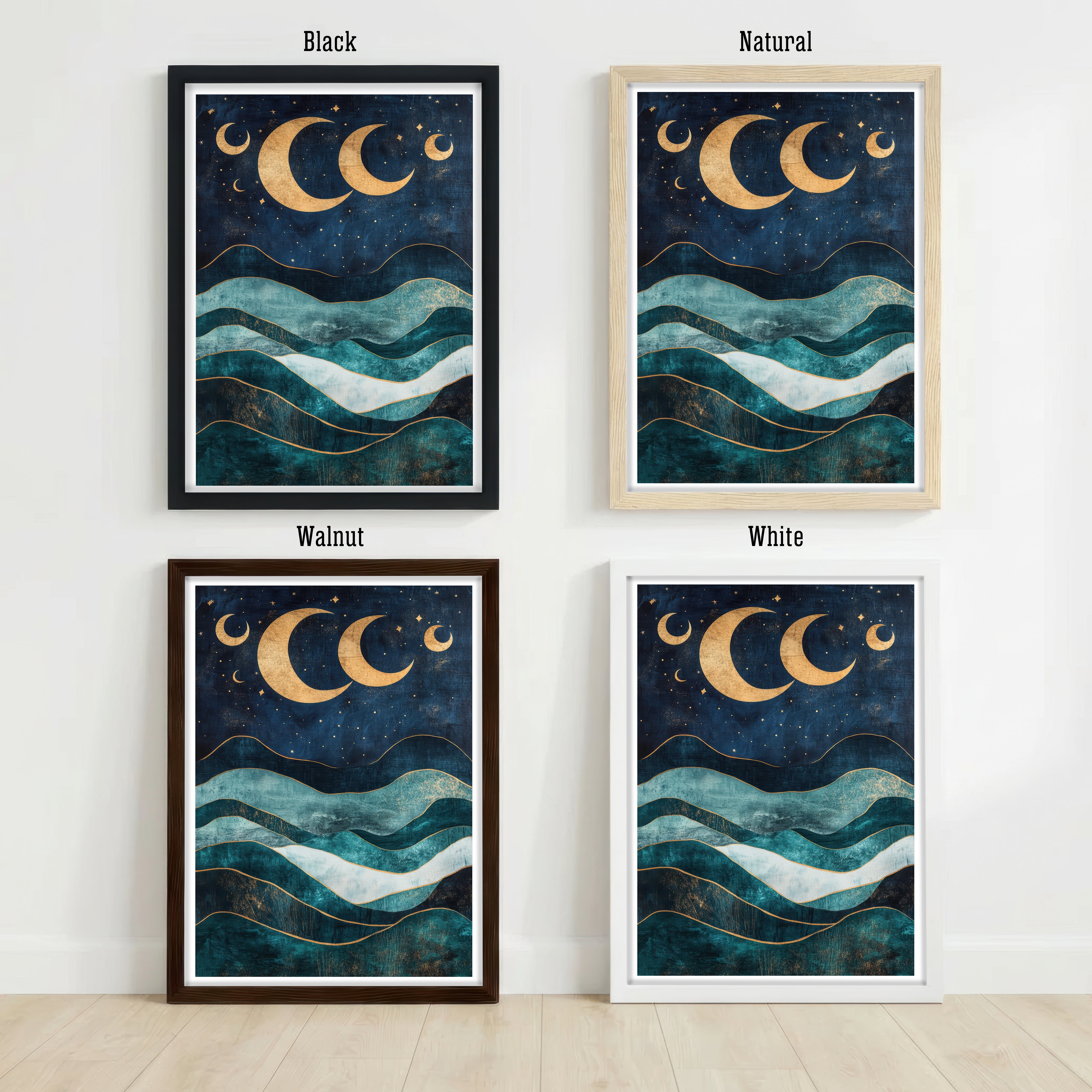 Celestial Moonlit Waves Art Print