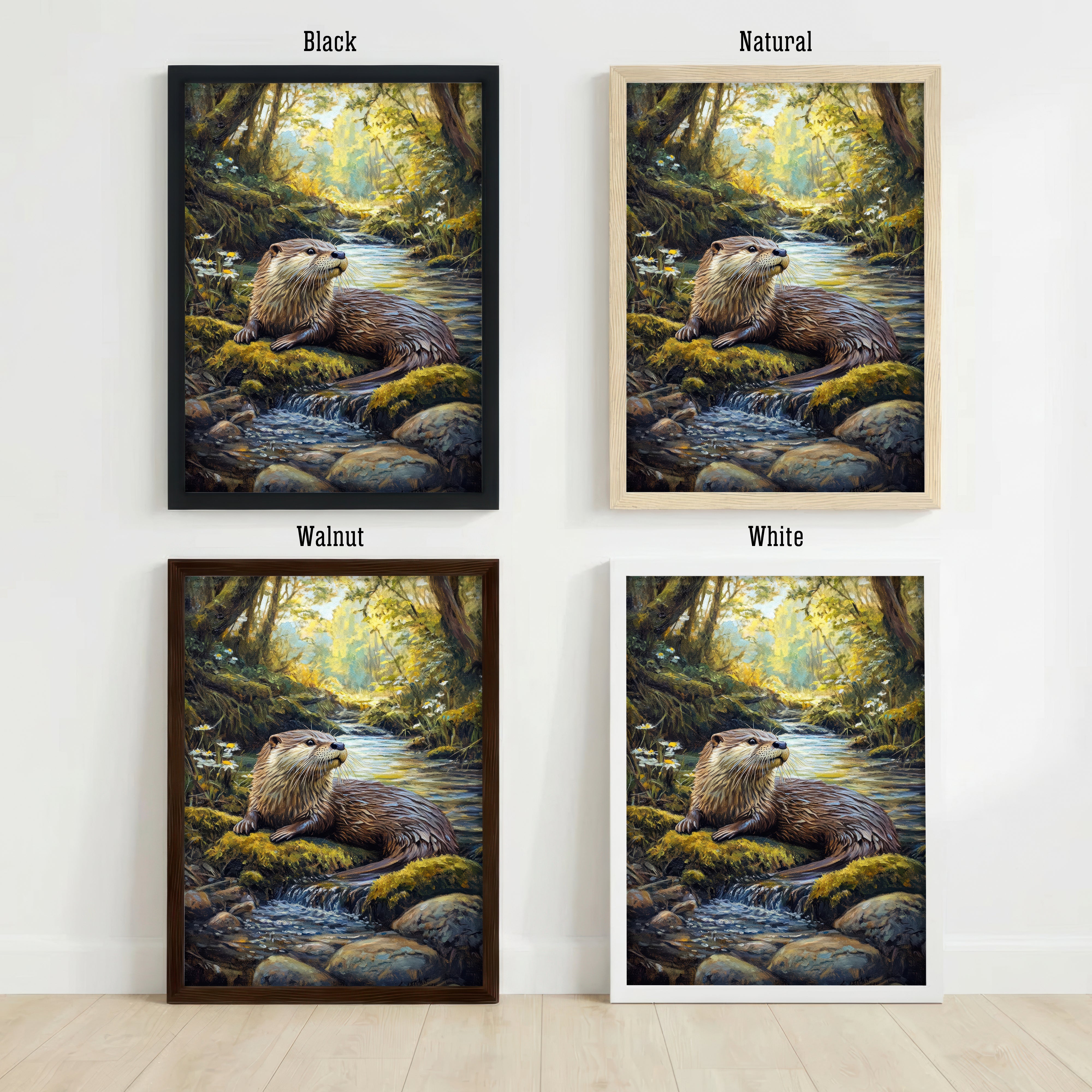 Woodland Otter Stream Art Print
