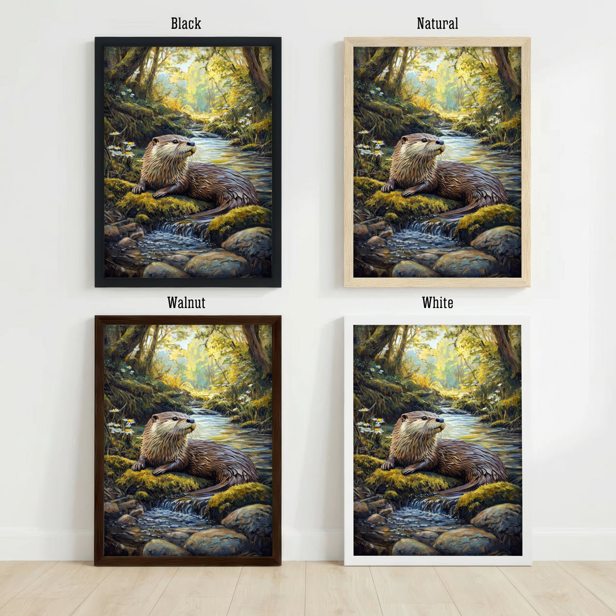 Woodland Otter Stream Art Print