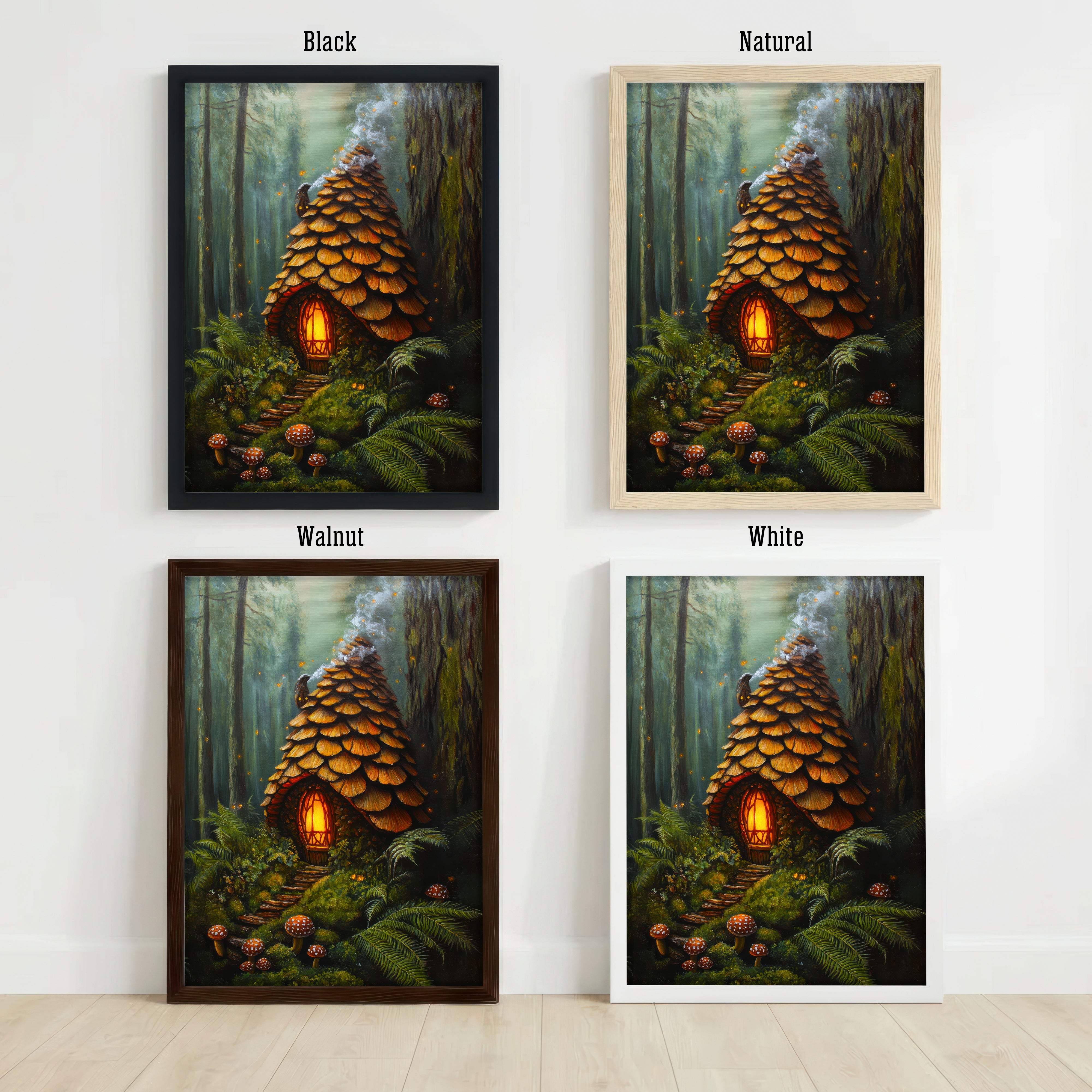 Enchanted Pinecone Cottage Art Print