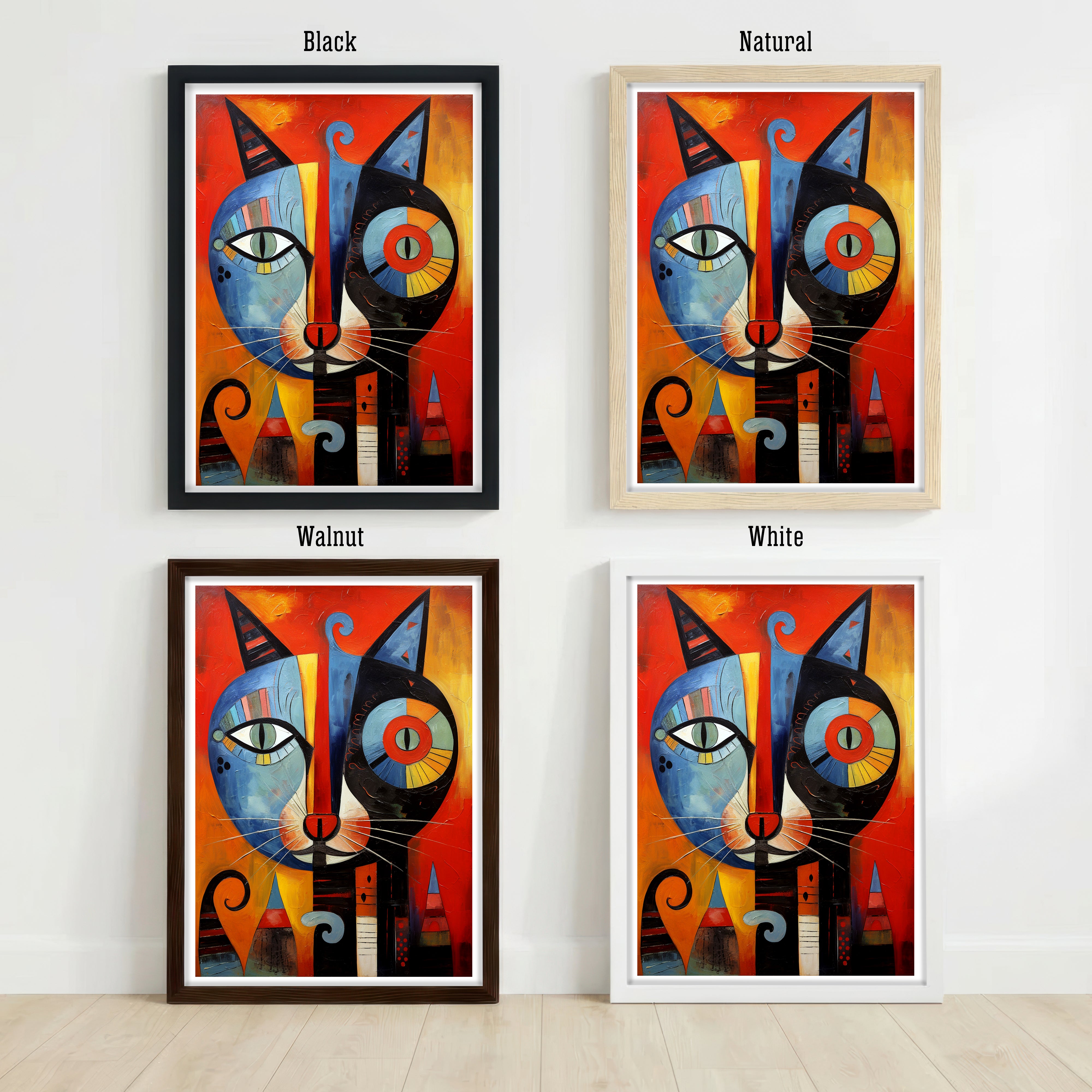 Abstract Two Cat Art Print