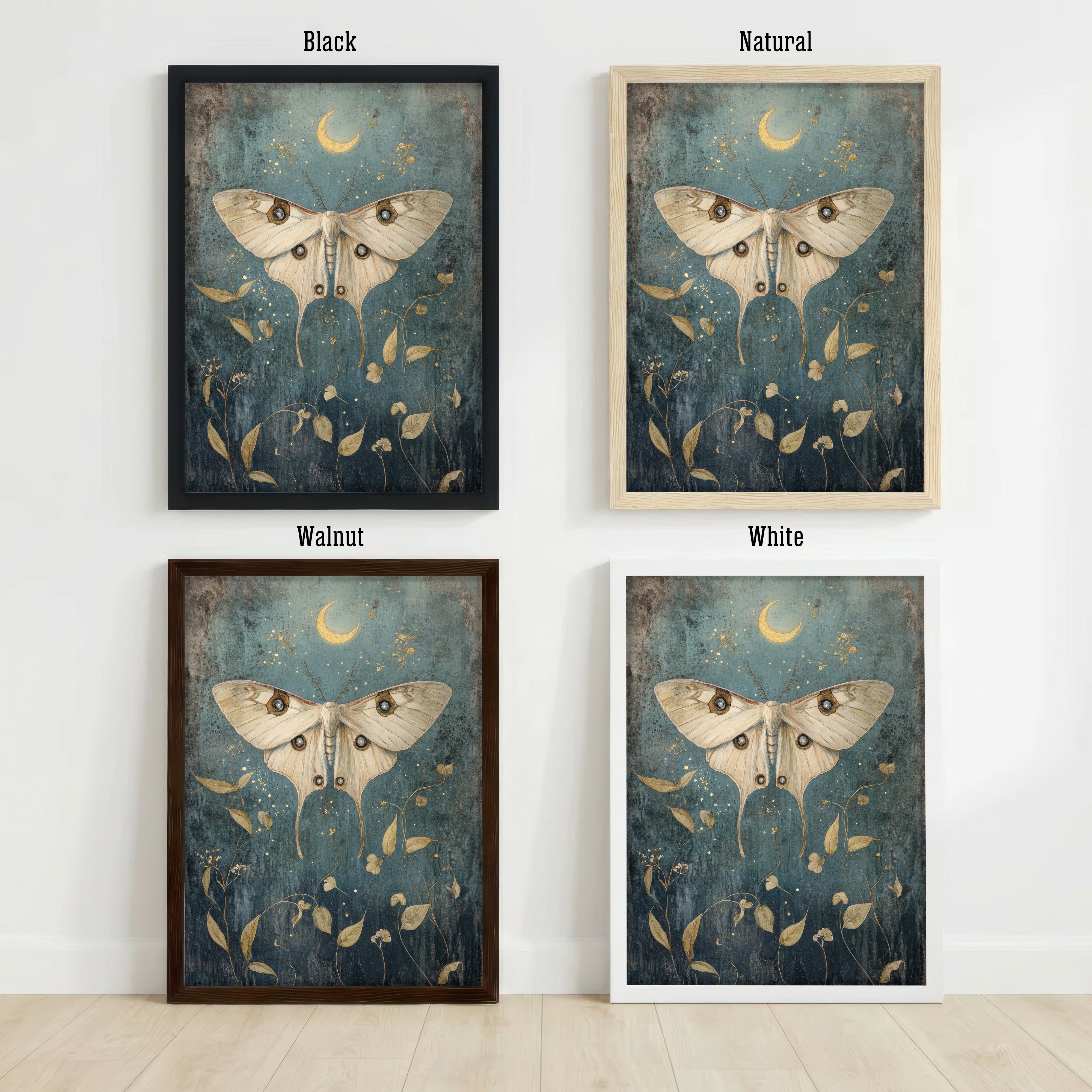 Moonlit Moth Botanical Art Print
