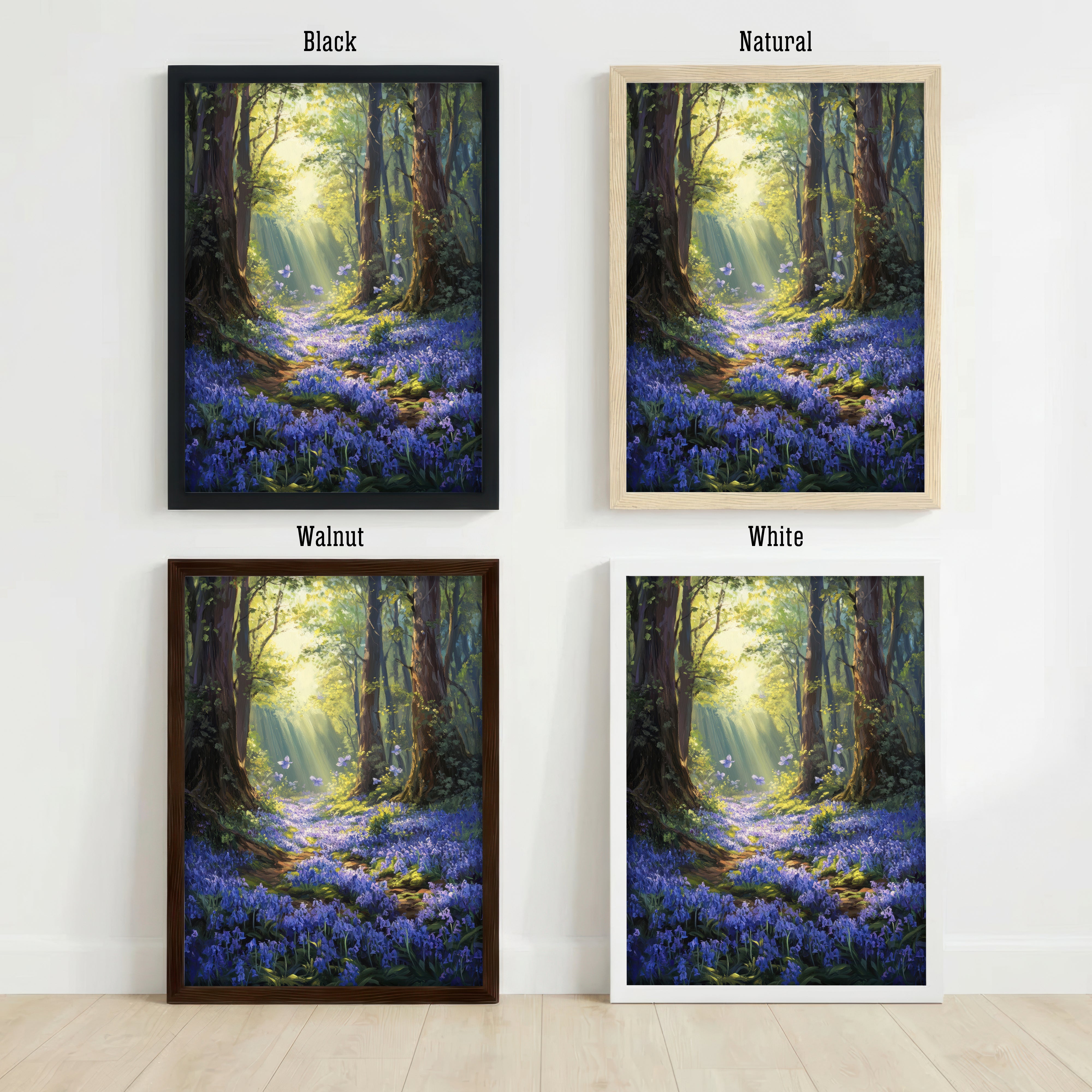 Enchanted Bluebell Woodland Art Print