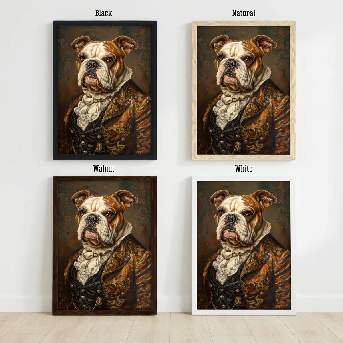 Dressed Bulldog Portrait Art Print