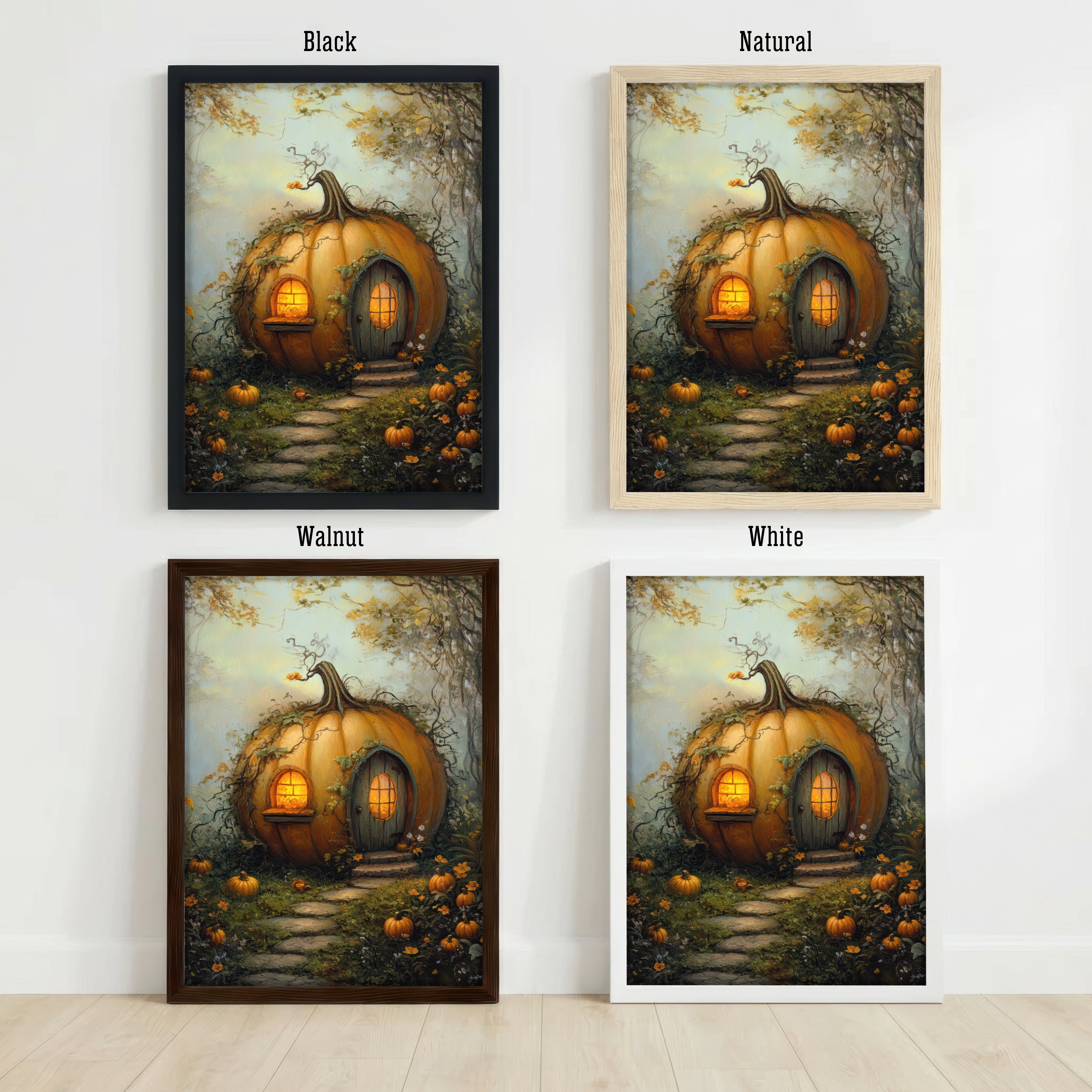 Whimsical Pumpkin Cottage Art Print