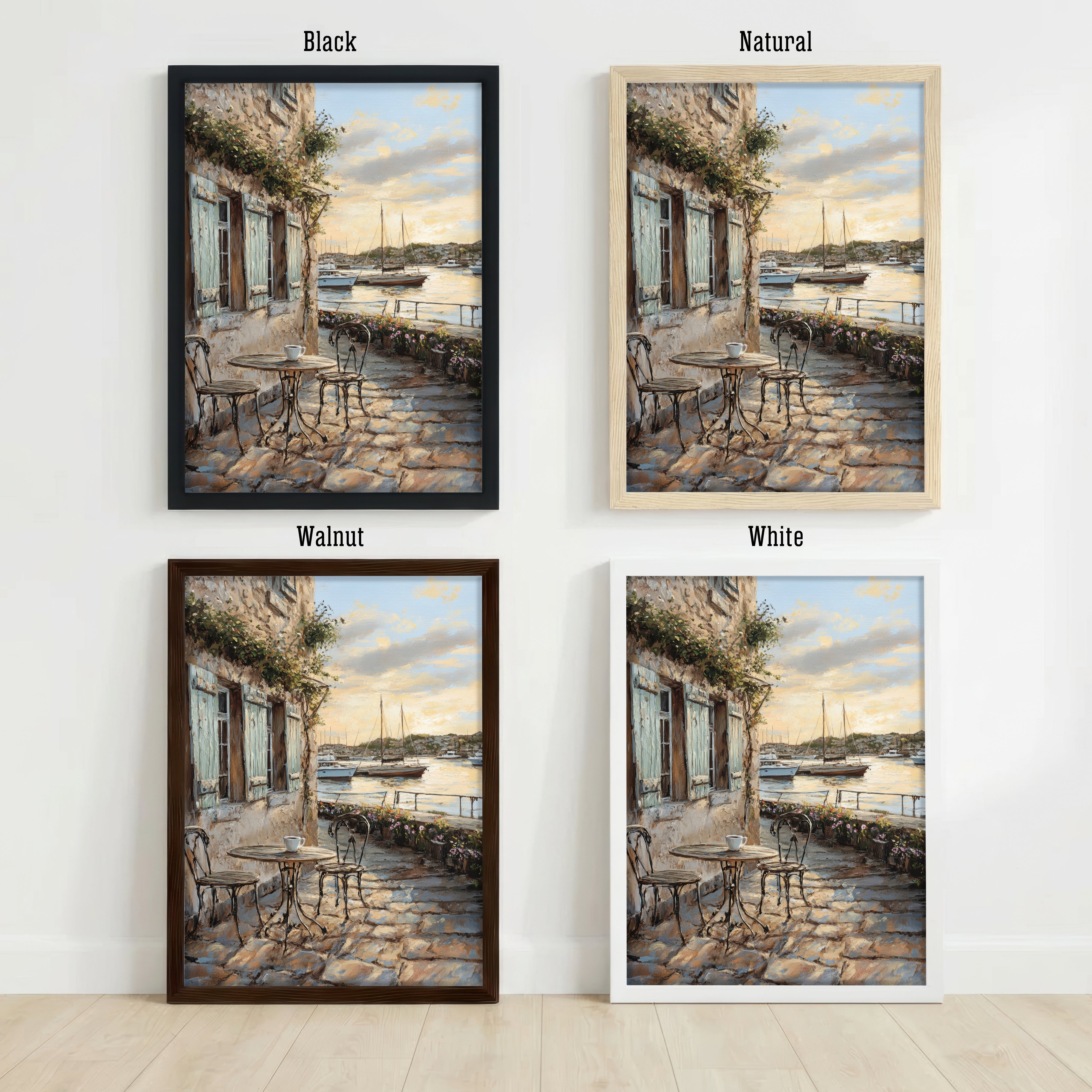 Seaside Café Harbor Art Print